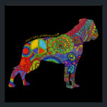 Póster "Peace Love & American Bulls" Pop<br><div class="desc">Este design único faz um presente de excelente para um fã de Bulldog Americano! O padrão psicodélico colorido é vibrante e definitivamente faz um display atraente para os olhos. Estúdio Design DoggyStyle, comemorando o melhor amigo do ser humano! © 2014 DoggyStyle Design Studio</div>