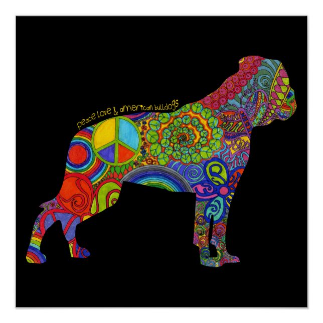 Póster "Peace Love & American Bulls" Pop (Frente)