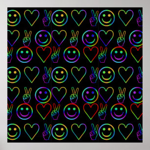 PÓSTER PEACE , LOVE  AND HAPPINESS
