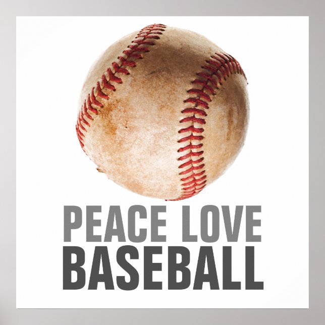 Poster Peace Love Baseball Single Motivational Trabalho d (Frente)