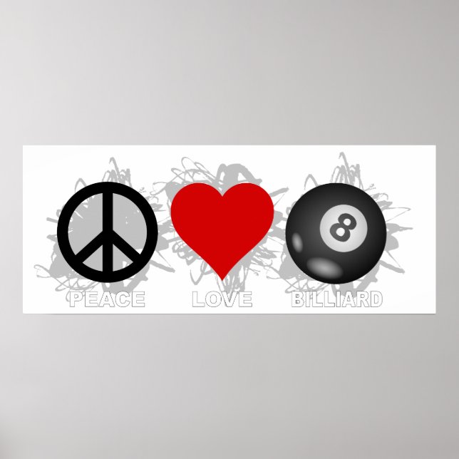 Poster Peace Love Billiard Emblem (Frente)