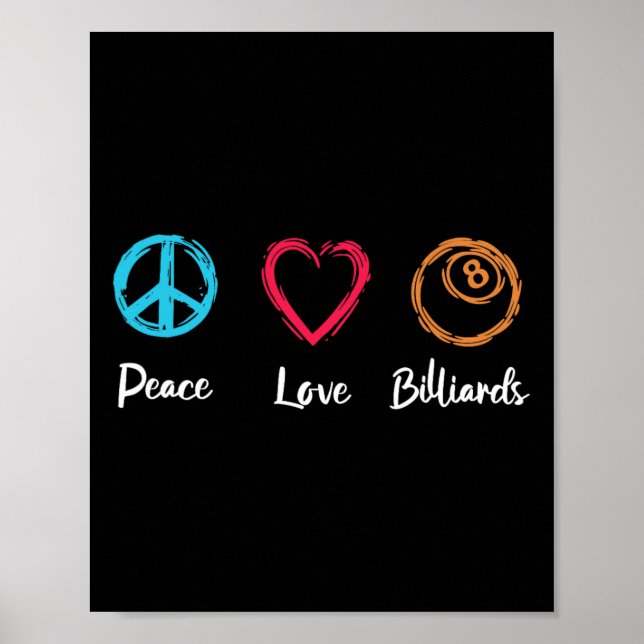 Poster Peace Love Billiards (Frente)