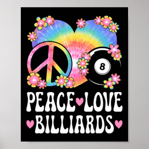 Poster Peace Love Billiards Lover 60s 70s Hippie Outfit B