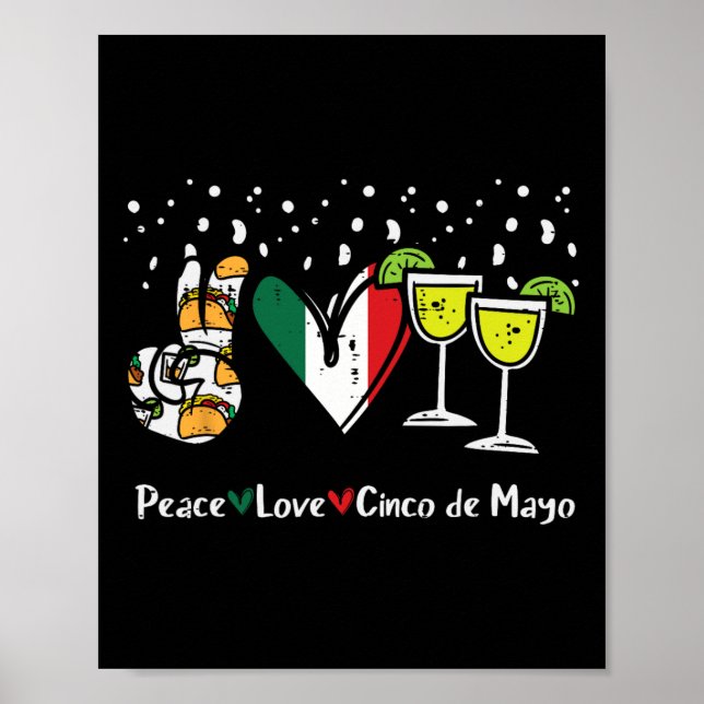 Poster Peace Love Cinco De Mayo Party Fiesta Mulher Mexic (Frente)