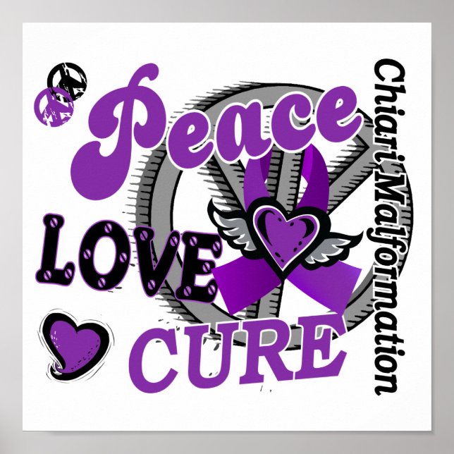 Póster Peace Love Cure 2 Chiari Malformation (Frente)