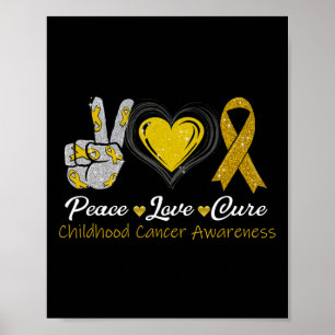 Poster Peace Love Cure - Consciência sobre Canceres na in