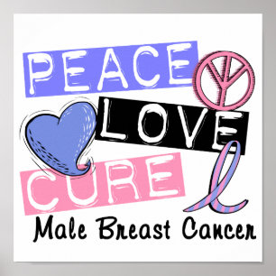 Poster Peace Love Cure masculino Bree Cancer