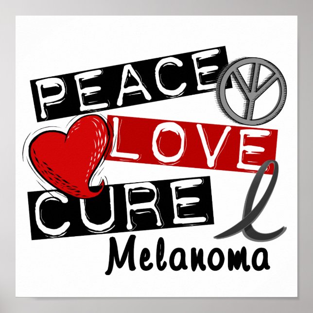 Póster Peace Love Cure Melanoma (Frente)