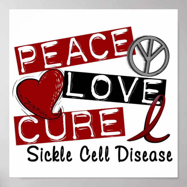 Poster Peace Love Cure Sickle Cell Disease (Frente)