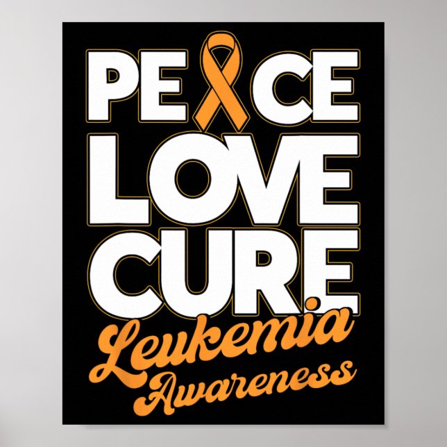 Poster Peace Love Cure Support Leukemia Sensibilização Fr (Frente)