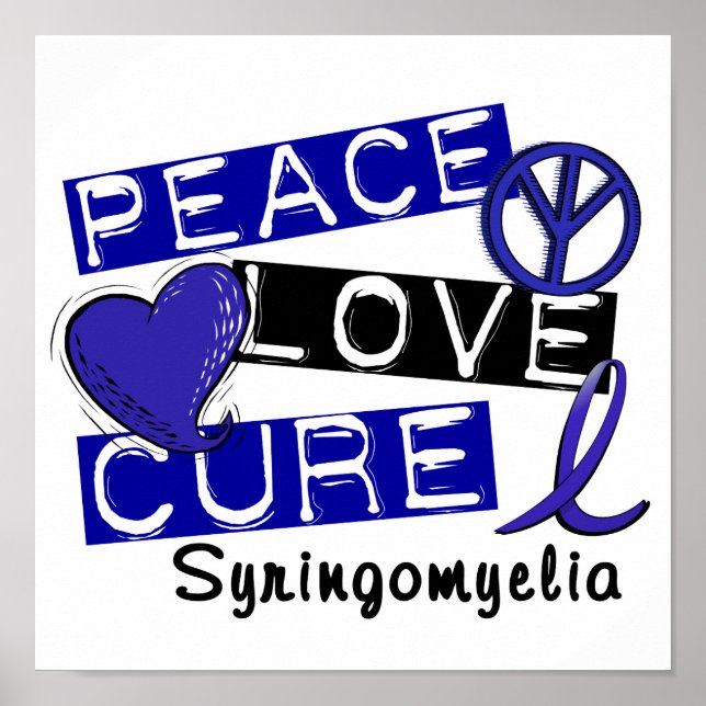 Póster Peace Love Cure Syringomyelia (Frente)