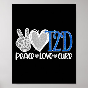 Poster Peace Love Cure Type 2 Diabetes Awarts T2D Blue