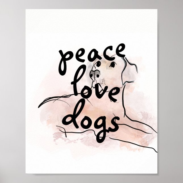 Poster peace love dog cita dog art watercolor design (Frente)