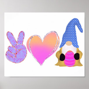 Poster Peace Love Gnomo Sublimação do Pastel de Pásc