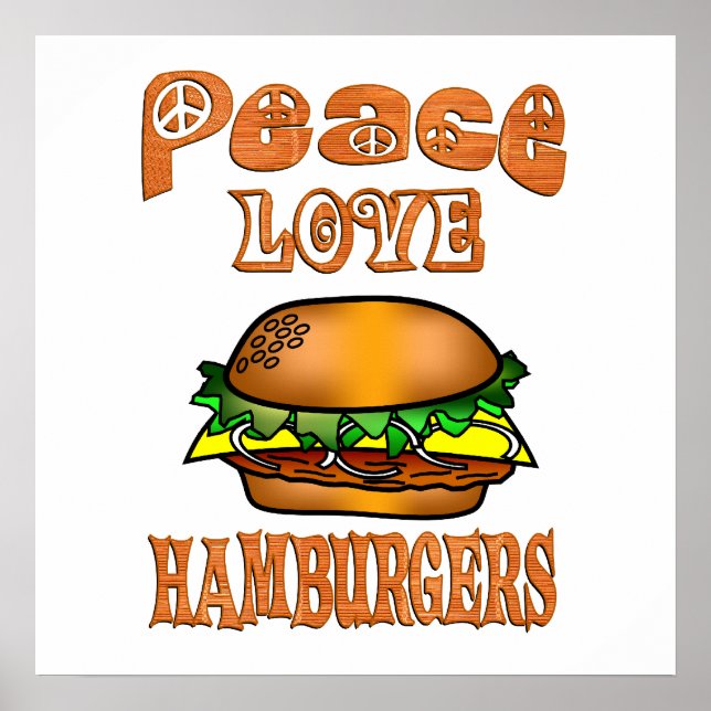 Poster Peace Love Hamburgers (Frente)