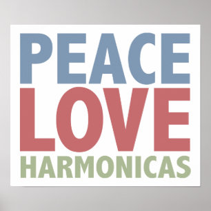 Póster Peace Love Harmonicas