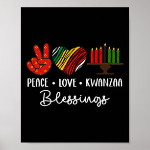 Poster Peace Love Kwanzaa abençoa a mania africana natalí