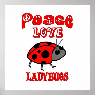 Póster Peace Love Ladybugs
