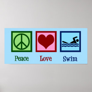 Poster Peace Love Natação