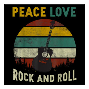 Póster Peace Love & Rock & Roll Guitar Player V