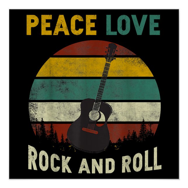 Póster Peace Love & Rock & Roll Guitar Player V (Frente)