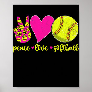 Poster Peace Love Sofball Mãe Men Women