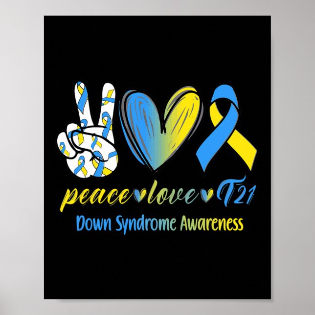 Poster Peace Love T21 Down Syndrome Sensibilização S (Frente)