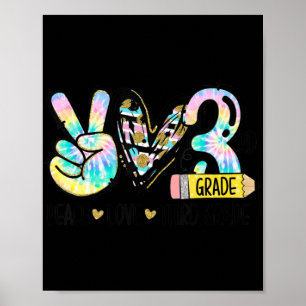Poster Peace Love Third Grade Tie Dye Professor