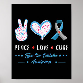 Poster Peace Love Type 1 Diabetes homens mulheres