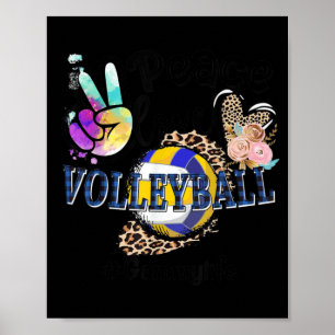 Poster Peace Love Voleibol Gammy Life Mãe Avó Leopa