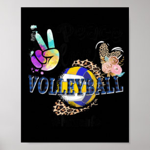 Poster Peace Love Voleibol Mima Life Mãe Avó Leopar