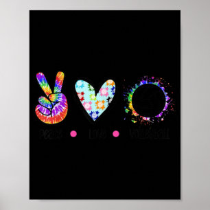 Poster Peace Love Voleibol Tie Dye Rainbow Trippy Hippi