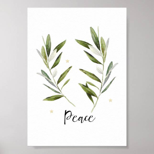 Poster PEACE olive leaf Natal Holidy color (Frente)