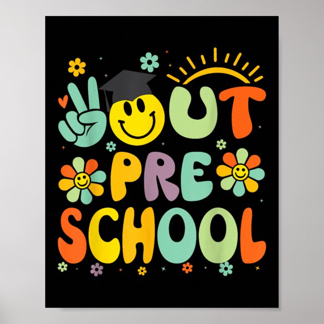 Poster Peace Out Preschool Cl De 2025 Goodbye Graduation (Frente)