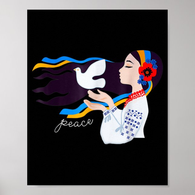 Poster Peace pomve girl apóia a Ucrânia e mantém-se firme (Frente)
