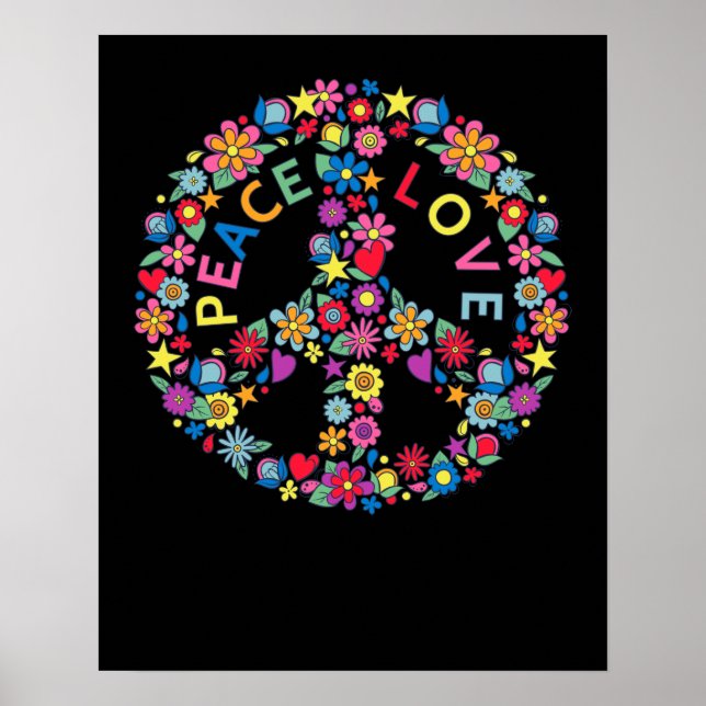 Poster PEACE SIGN LOVE 60s 70s Tie Dye Hippie (Frente)