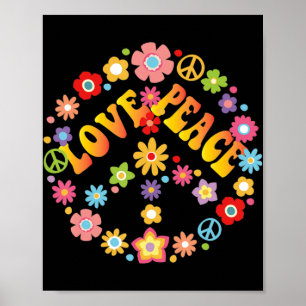 Poster PEACE SIGN LOVE 60s 70s Tie Dye Hippie Costume