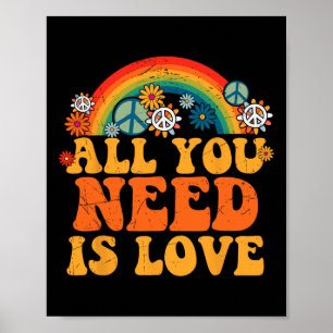 Poster PEACE SIGN LOVE 60s 70s Tie Dye Hippie Costume Hal