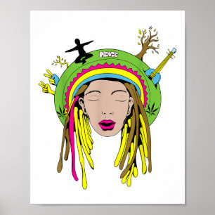 Poster Peace Woman Reggae Proteção Ambiental