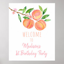 Poster Peach Blossom One Sweet Peach Birthday Bem-vindo
