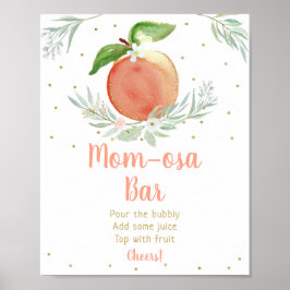 Poster Peach Dourado Sinal de Bar Floral Mimosa