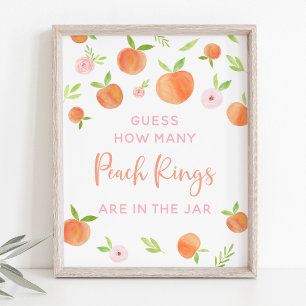 Poster Peach Floral Birthday adivinha quantos jogos