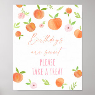 Poster Peach Floral Birthday Tremendo Sinal