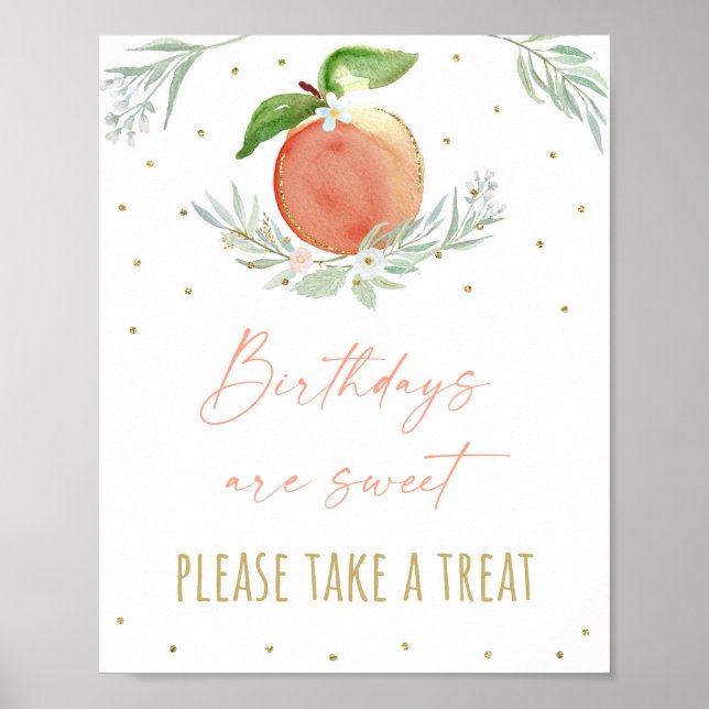 Poster Peach Floral Birthday Tremendo Sinal (Frente)