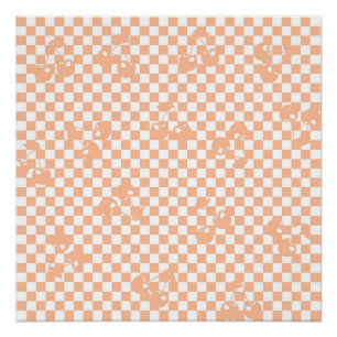 Póster Peach Fuzz Cherry Gingham Patterno