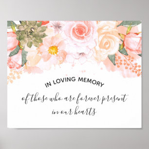 Poster Peach Mint Succulent In Loving Memory Wedding Sign