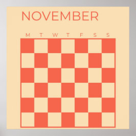 Poster Peach Não Atualizado no Calendário Mensal de novem