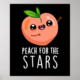 Poster Peach Para As Estrelas Frutas Engraçadas Pun Dark