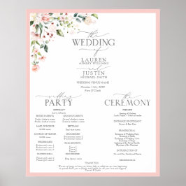 Poster Peach Pink Watercolor Floral Wedment Program