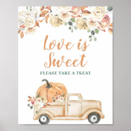 Poster Peach Pumpkin Rustic Truck Love is Sweet Sign